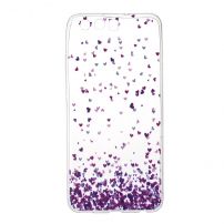 Etui plastikowe fioletowe serduszka do Huawei P10 - przezroczyste