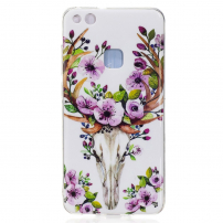 Etui plastikowe świecące w ciemności czaszka jelenia do Huawei P10 Lite - białe