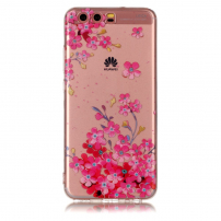 Etui plastikowe różowy kwiat do Huawei P10 - przezroczyste