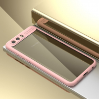 Ipaky etui przezroczyste z ramką do Honor 9 - różowe