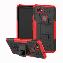 Etui odporne ze stojakiem do Google Pixel 2XL - czerwono-czarne
